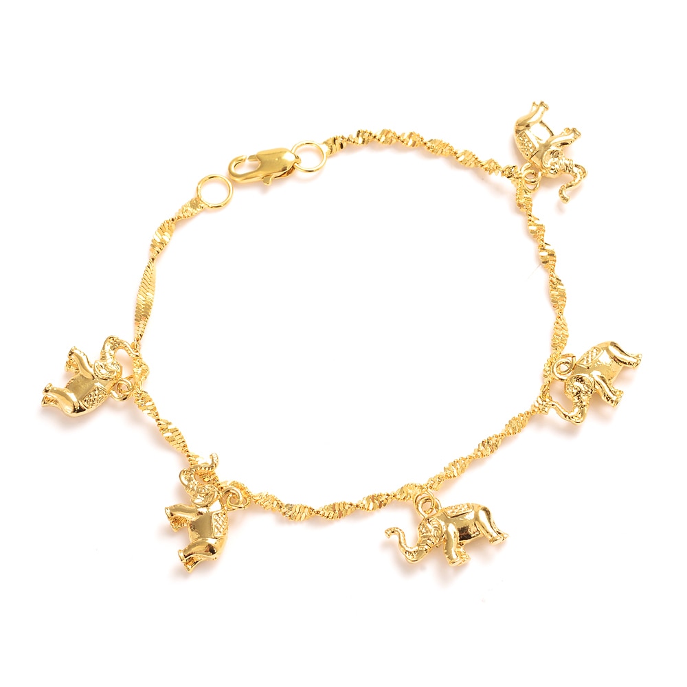 Bracelet en forme d'éléphant doré pour filles et femmes, chaîne à main, articles arabes, meilleur , 8.26 pouces