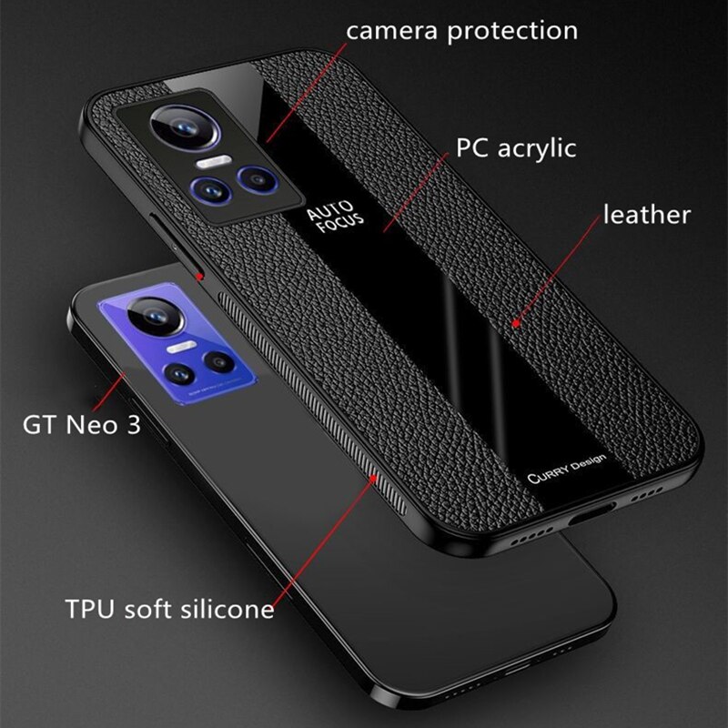 Funda Voor Realme Gt Neo 3 Case Car Holder Telefoon Cover Voor Realme Gt Neo 3 Case Luxe Lederen Zachte siliconen Shockproof Bumper