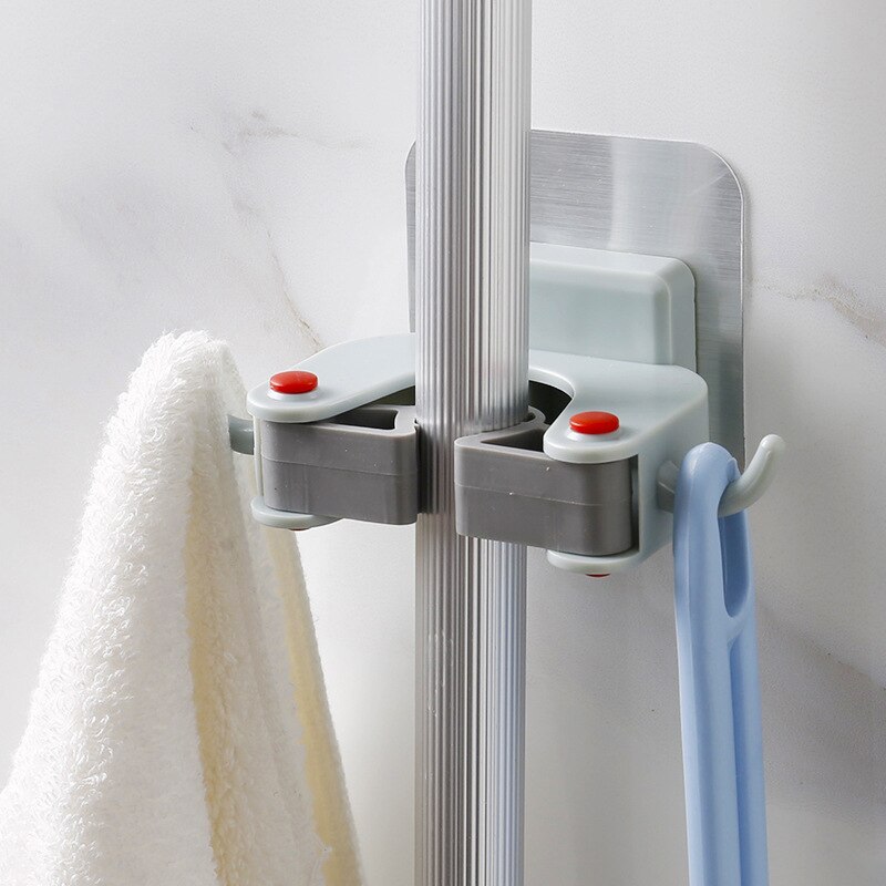 Ecobravo multifunctionele dweilhouder zonder stoten, badkamer wandhanger, dweil, badkamer wandbezemhouder, huishoudelijke opbergtool