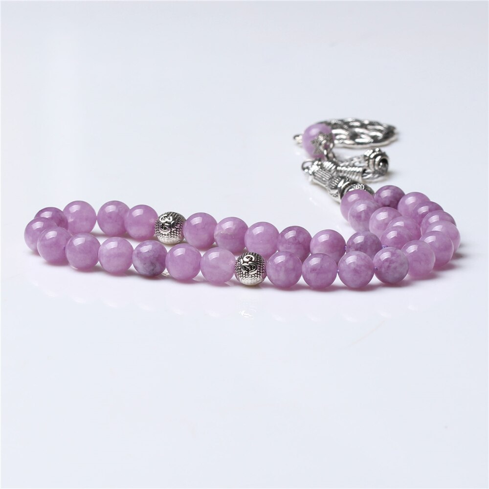 Excelente 8mm roxo pedra pingente islam oração grânulos muslim rosário tasbih