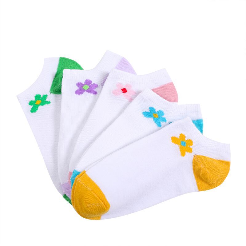 LJIQQ 5 pares kawayi bonito engraçado feliz menina socks primavera verão meias barco meias de alta qualidade: F