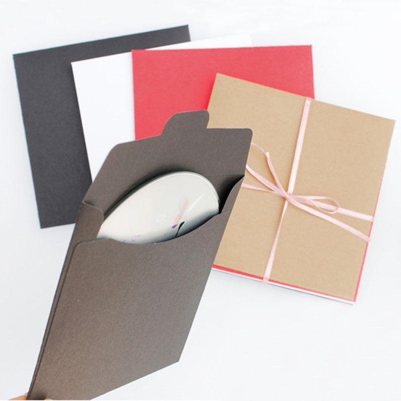 5 uds. CD de sobres de Kraft, caja cuadrada de CD para almacenamiento de fotos en DVD, rojo, negro y blanco, sobres de tarjetas de de papelería, suministros para oficina y escuela