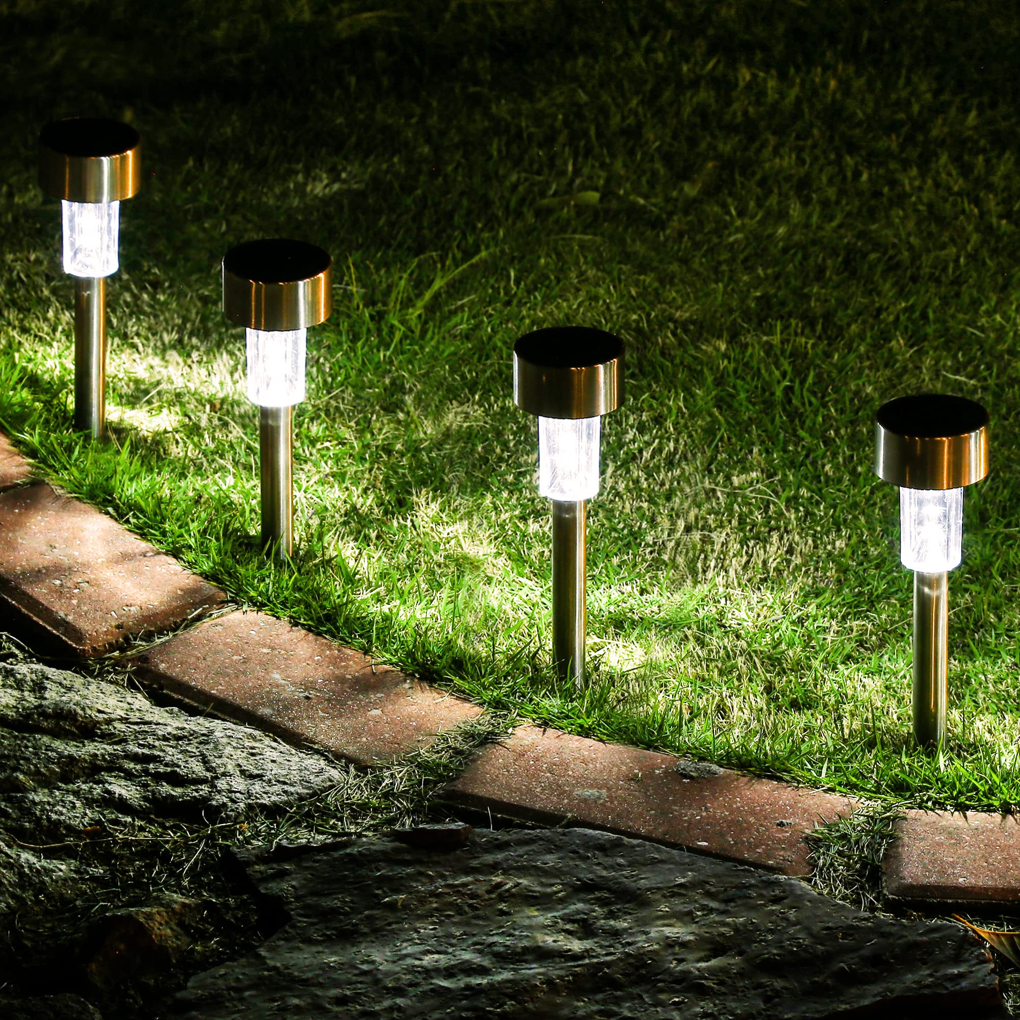 Solar--Landschafts-Rasenleuchten für Höhle Außenbereich, Gartenleuchten, wasserdichte Dekorationsleuchten für Wege, Terrasse, Höfe, Rasen, Gehwege: Weiß / 21-30W