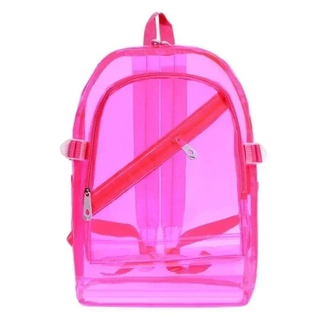 Zaino trasparente alla moda Borsa da scuola per taccuino per ragazze mini adolescenti quotidiana in plastica trasparente in PVC impermeabile: Colore rosa