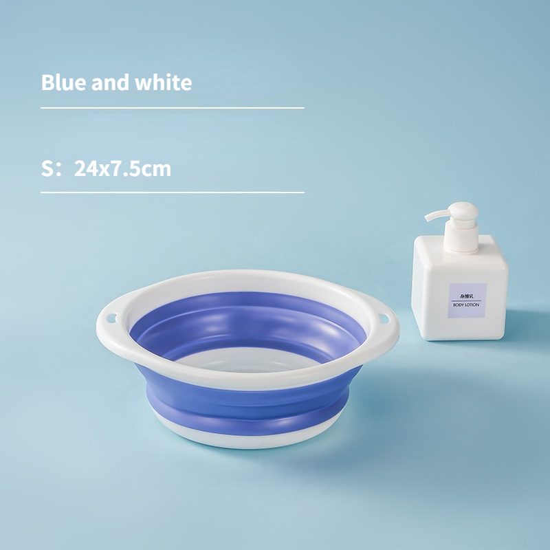Household Silicone Folding Washbasin Stand, Children's Cartoon Basin, Student Dormitory Travel Portable Foldable Basin: Purple white-S