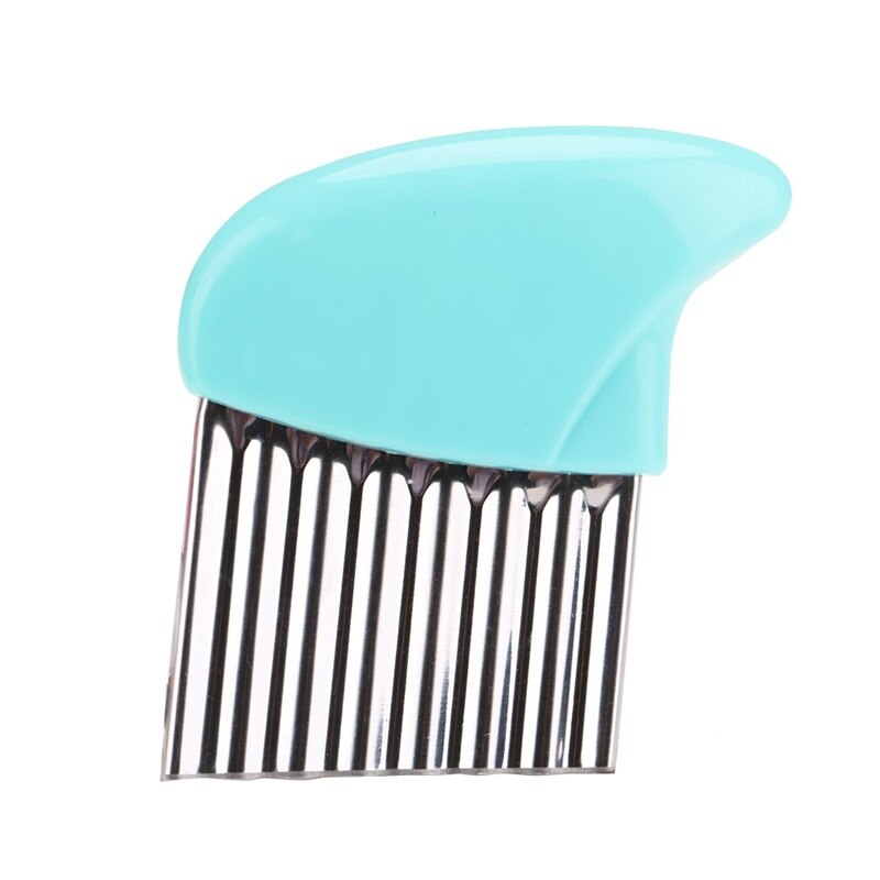 Frieten Cutter Rvs Aardappel Chips Golvende Randen Mes Fruit Groentesnijders Shredders Keuken Gadget: blue