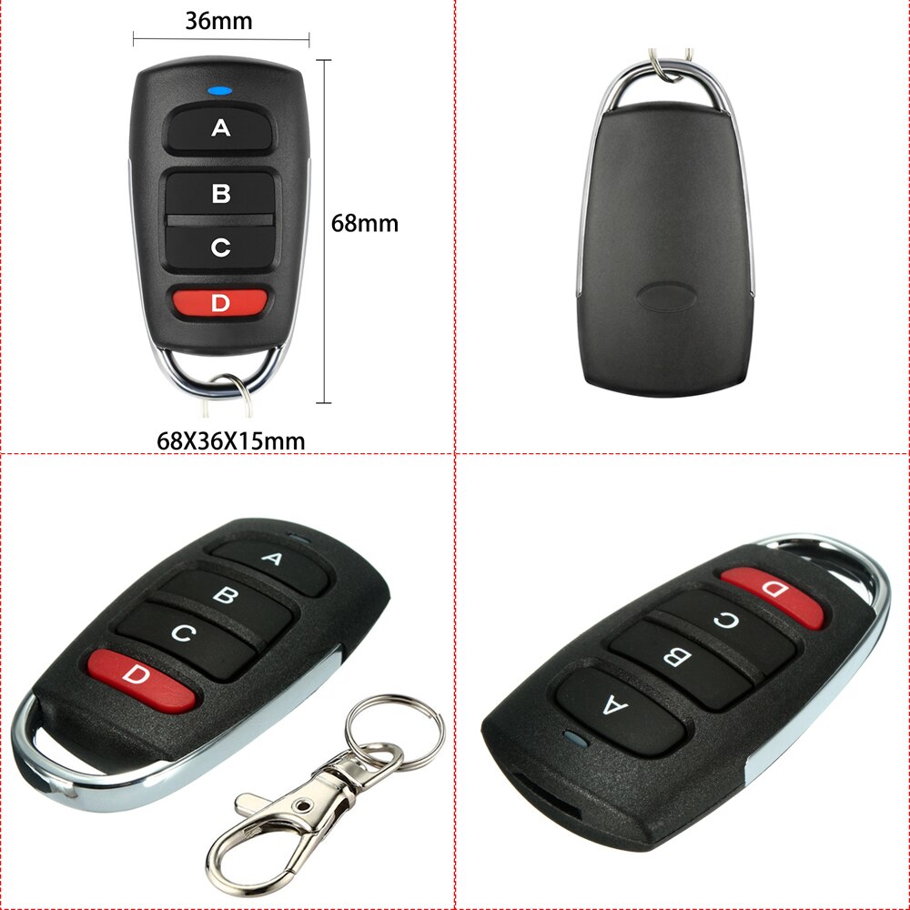 Copy 433.92MHz Remote Contol 4 Channel Garage Door Gate Remote Control Fixed Code Frequency 433MHz