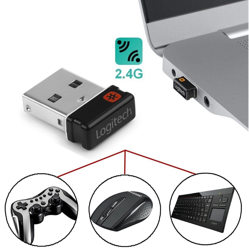 Récepteur Dongle sans fil, adaptateur USB pour Logitech-souris clavier 6 appareils Mini,