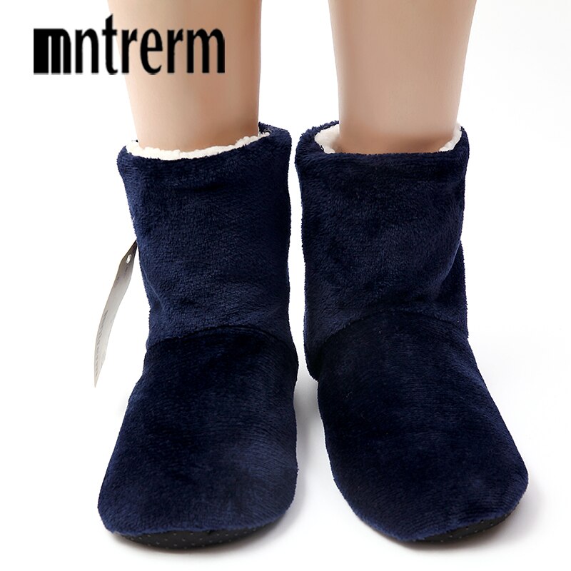 Mntrerm Men Style Plush Warm Home Slippers Winter Solid Soft Flats Indoor Man ShoesComfortable Seven Color Slippers