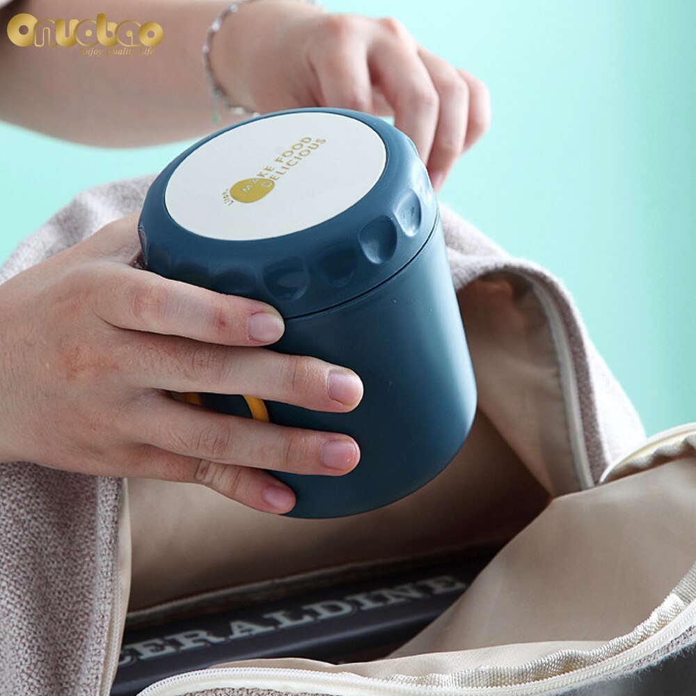 Onuobao 304 Rvs Thermos Soep Met Lepel 400Ml Japanse Stijl Eenvoudige Draagbare Verzegelde Ontbijt Lunch Cup