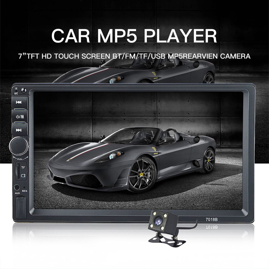 Topsource 7018b 7 tums bluetooth audio pekskärm bilradio bil audio stereo bil  mp4 mp5 spelare usb support för sd/mmc