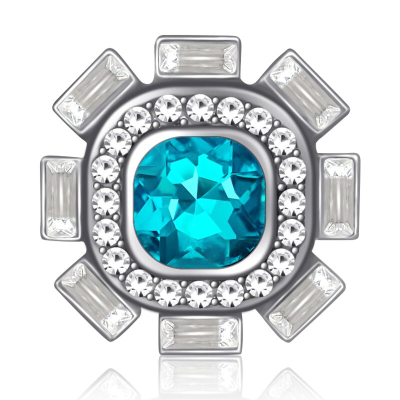 Kz3502 vierkante strass kristal schoonheid 20mm drukknopen passen diy 18mm drukknopen armband drukknopen kerst sieraden: Waterblauw