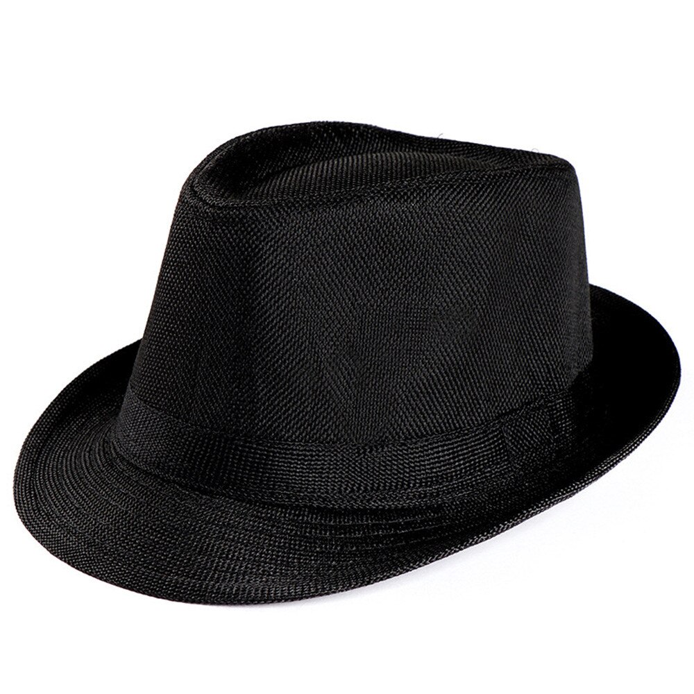 Unisex Trilby Gangster Cap Strand Sonne Strohhut Band Sonnenhut Hüte Caps chapeau femme sombrero mujer gorro muts casquette шляпа: Black 