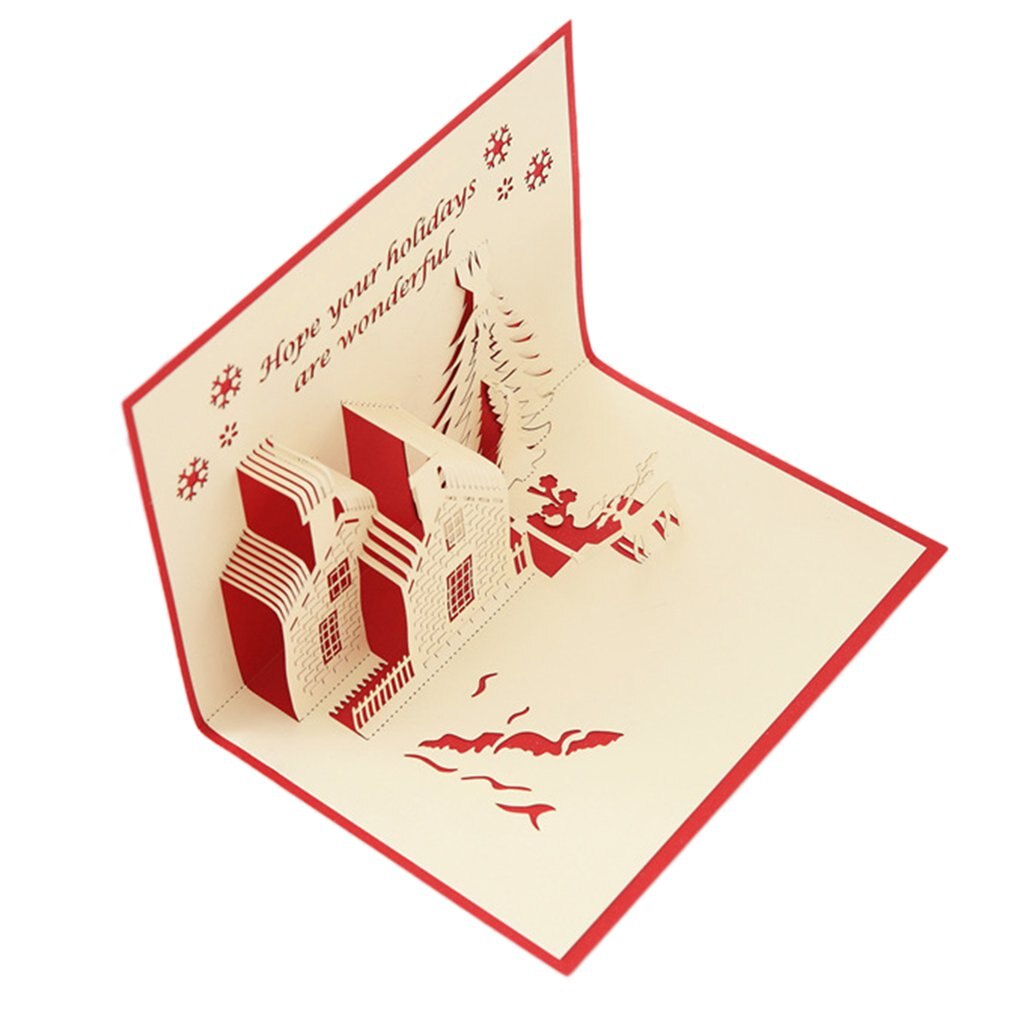 Groet Kerstkaarten 3D Pop Up Origami Stereoscopische Kerstboom Creatieve Wenskaart Zegen Kaart Perfect