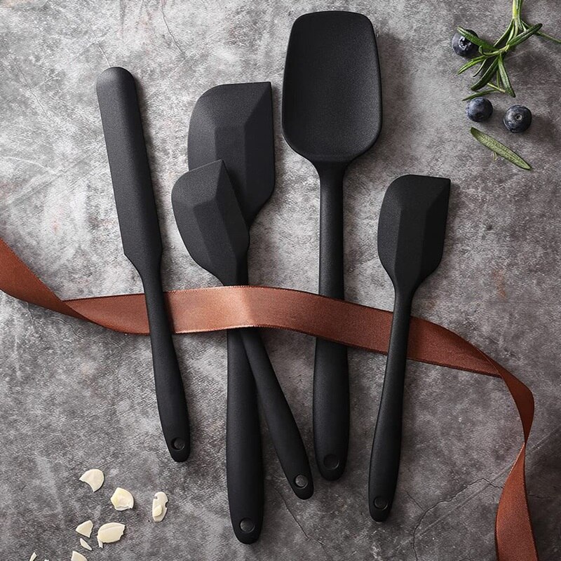 -5PCS Silicone Spatula Set With Heat Resistant, Kitchen Silicone Spatula Utensil Set, Rubber Spatulas Cookware