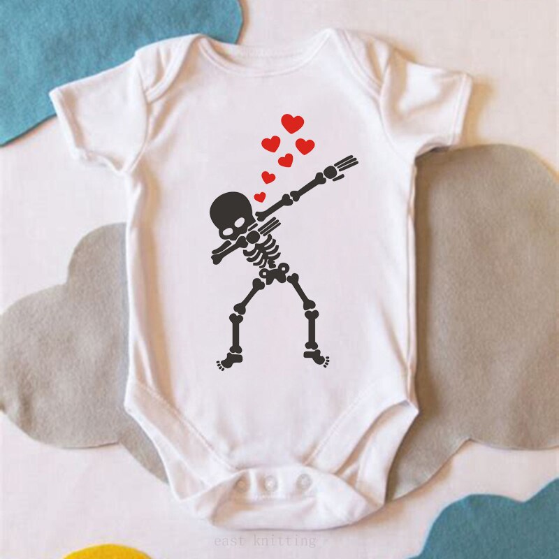 Dermspe Korte Mouwen Baby Peuter Romper Funny Skull Print Kids Peuter Romper Jongen Meisje Ronde Hals Kleding