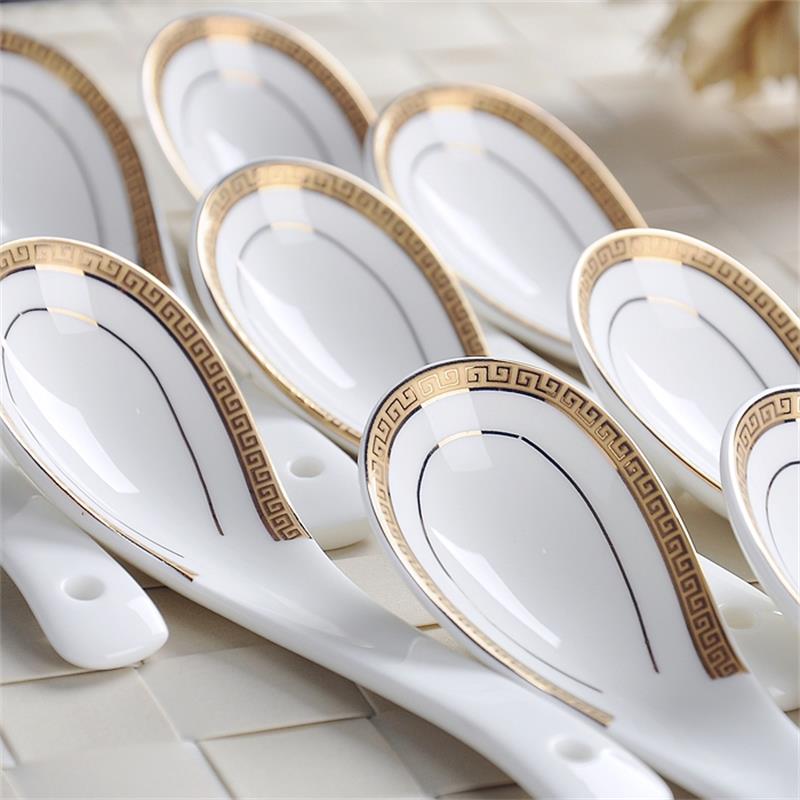 6 Stuk Set, Bone China, Creatief Chinese Rijst Lepel Set, koreaanse Ijs Pollepel, Japanse Soep Lepel, Leuke Lepels