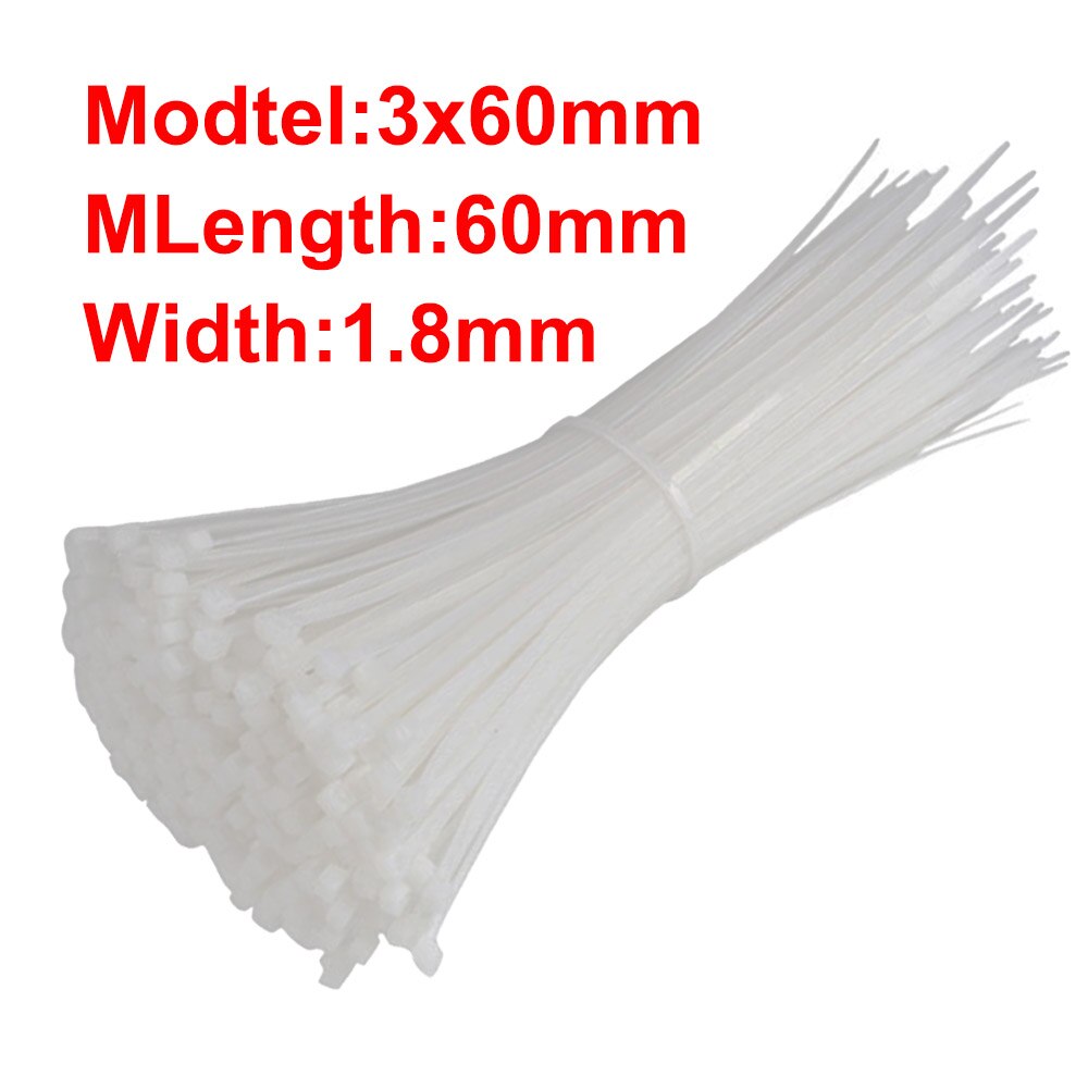 100Stck selbst-Verriegelung Kunststoff Nylon Kabelbinder Weiß Garten Industrielle Verschiedene Befestigungs Ring Anlage Befestigen Veranstalter Kabel Postleitzahl krawatte: A-100Stck