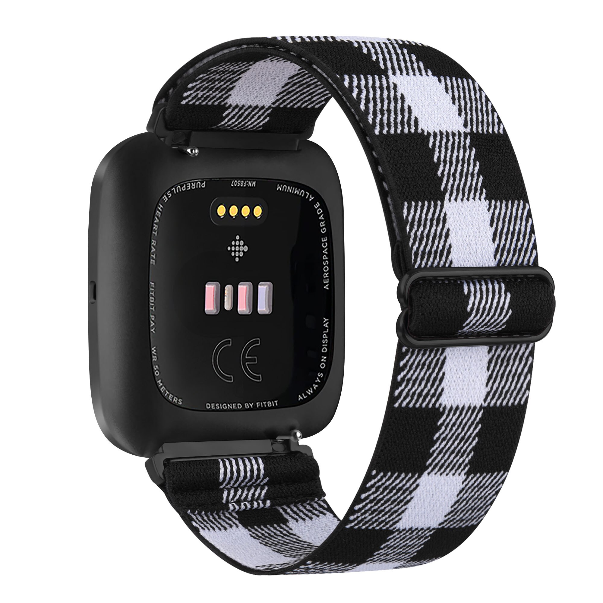 Nylon Elastische Band Voor Fitbit Versa 3 2 Band Verstelbare Ademend Horlogeband Sport Armband Band Voor Fitbit Versa 2 3 band: Black White / For Fitbit Versa 2