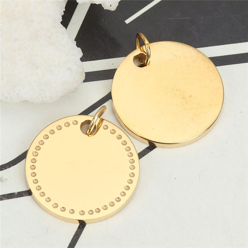 Neue Edelstahl Charms Runde Punkte Gold Anhänger Für Trendy Schmuck, Die DIY Handgemachten Liefert 24mm x 20mm, 1 stück