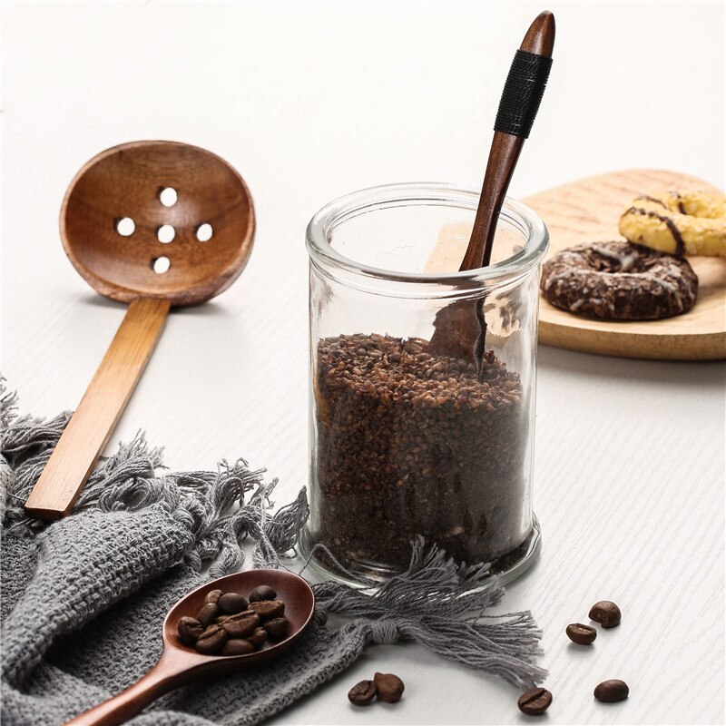 Træ mælk honning suppe ske massivt træ service lang håndtag teske røre stick kaffe ske køkken tilbehør