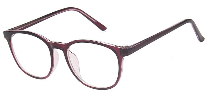 TR90 Ultra Light Round spectacle frame Women's Transparent Clear Lens Female Girl Myopia Nerd Glasses Without Diopters: purple
