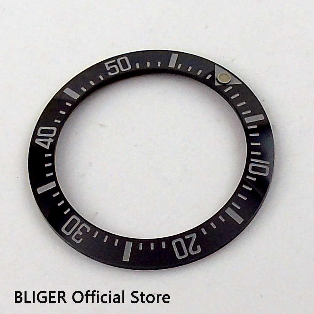 Bliger 40.7mm zwarte keramische bezel met luminous marks insert horloge fit automatisch uurwerk horloge bezel BB19