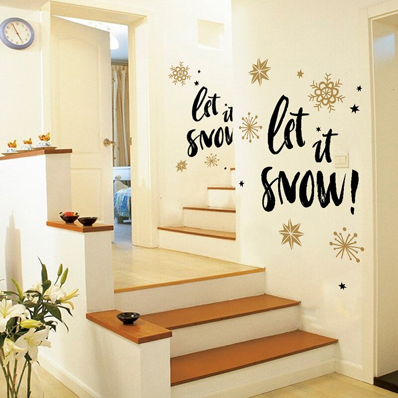 Laat Het Sneeuw Quotes Muursticker Voor Shop Bar Huis Glas Decoratie Thuis Sticker Witte Kerst Festival Seizoen Pvc Muurschildering art