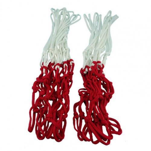 2Pcs Standard Basketball Net High Strength Solid Distinct Node 12 Buckles Basketball Hoop Net for Outdoor: Red  White