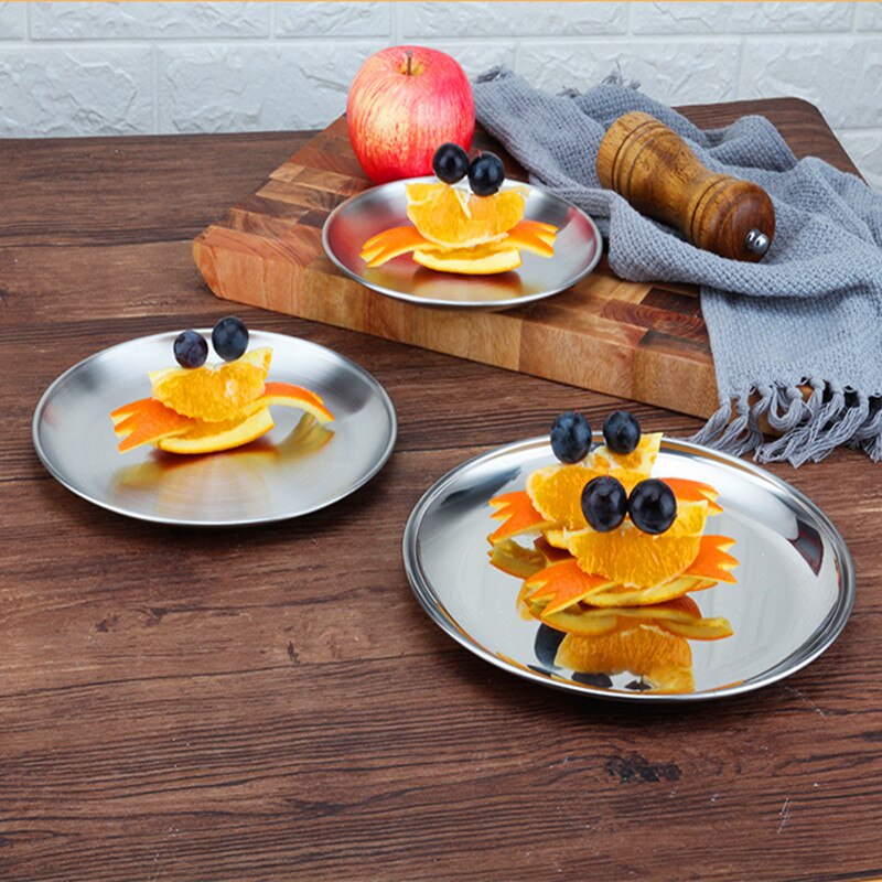 multiple sizes stainless steel kitchen plate set