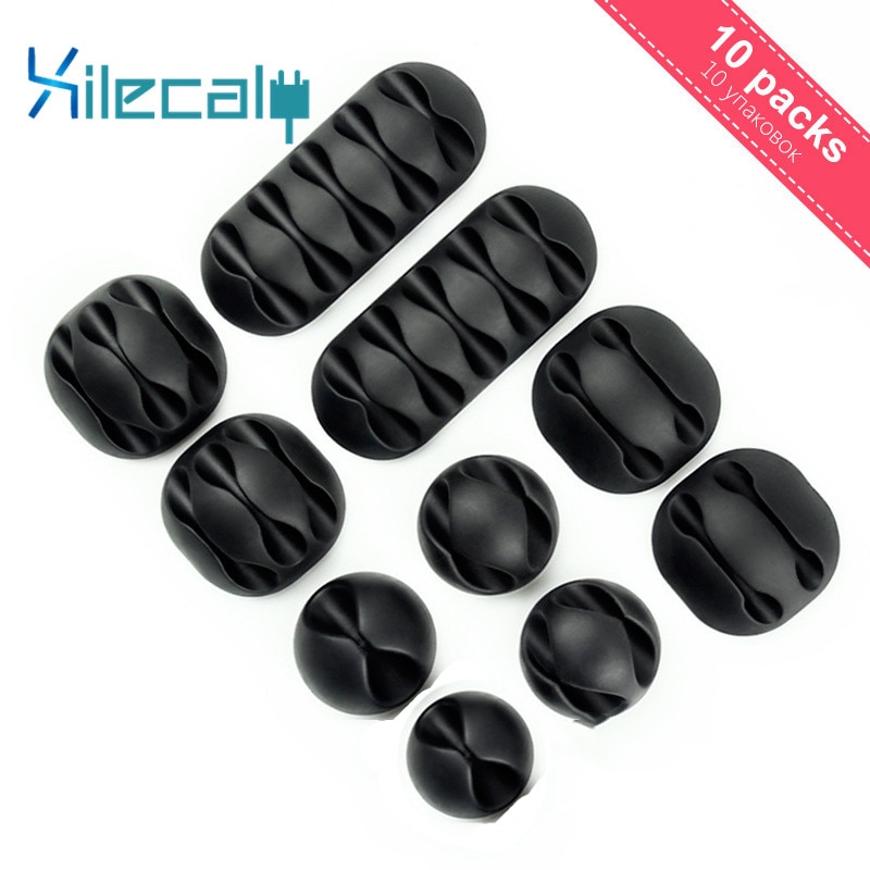 10PCS Suit Round Cable Protector Management Device Organizer Finishing Desktop Silicone Wire Retention Clips Power Cord Winder