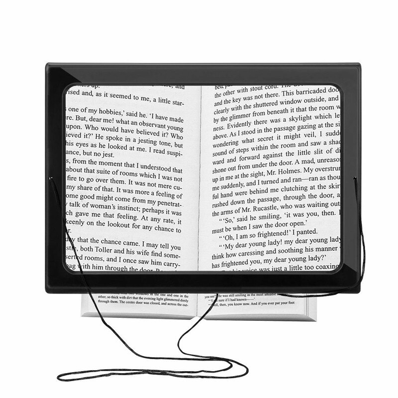 Handheld Magnifying Glass 3X Reading Magnifier A4 Full Page Books Reading Aid Book Reading Aid Lens With LED Light