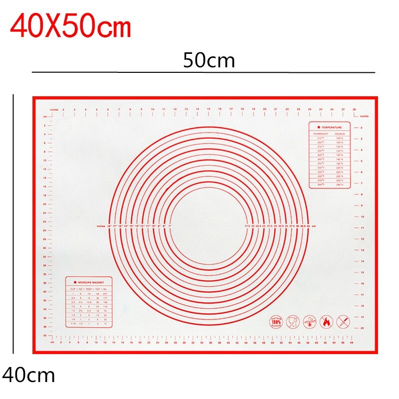 Kneading Dough Mat Silicone Baking Mat Pizza Dough Mat Maker Pastry Kitchen Cooking Gadgets Bakeware Kneading Pad Accessories: 40x50cm red