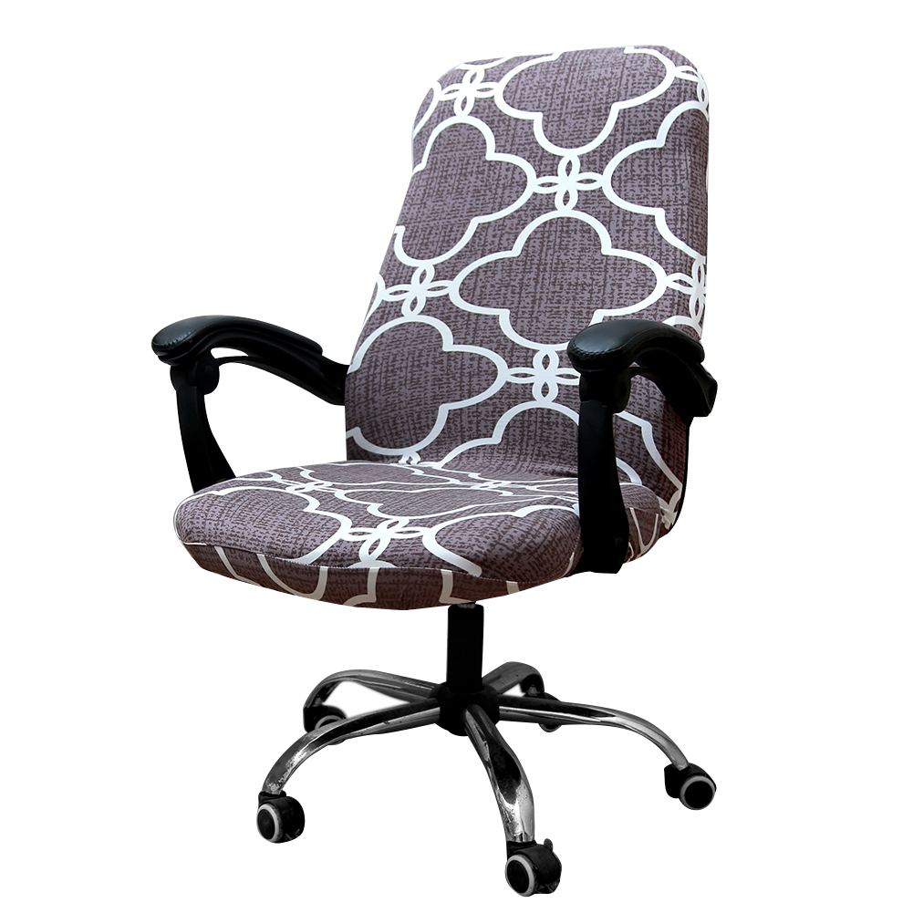 Housse de chaise d'ordinateur élastique extensible universelle couverture de chaise de bureau imprimée Spandex pour le dos et la Base de chaise de bureau d'étude à la maison