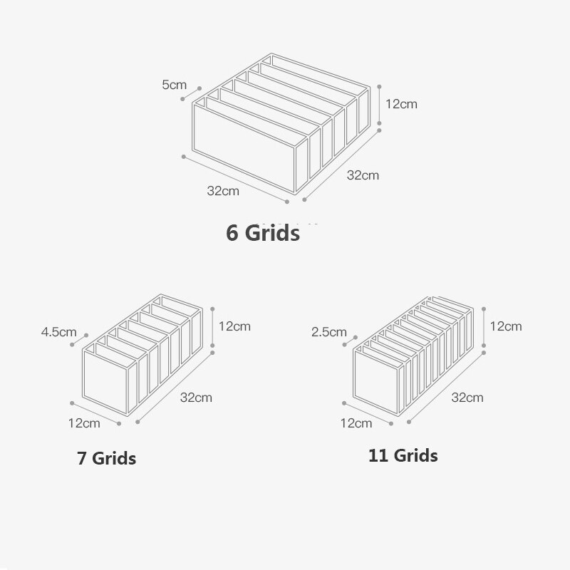 Dormitory Closet Organizer For Socks Home Separated Underwear Storage Box 6/7/11 Grids Bra Organizer Foldable Drawer Organizer