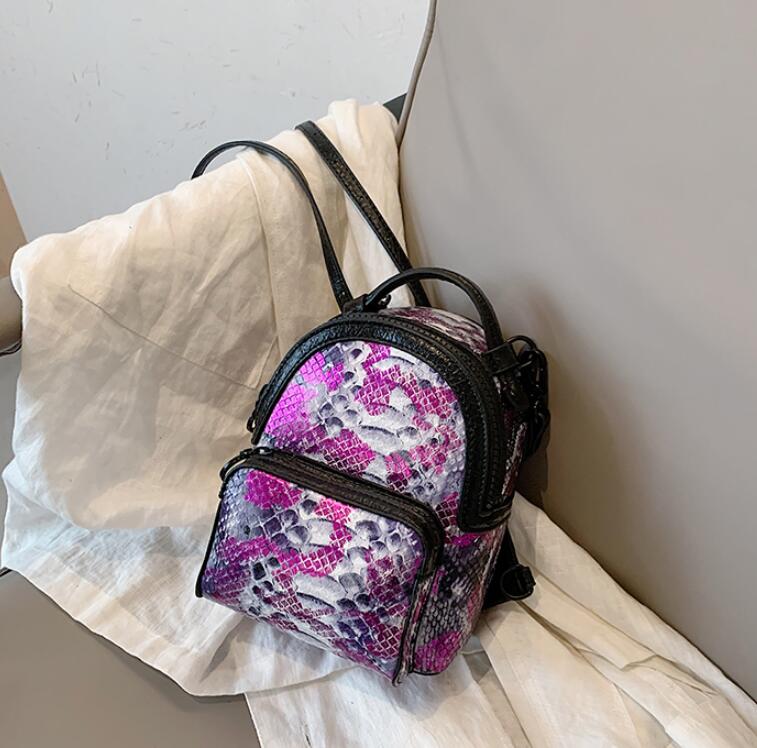 Kleine Schule Rucksäcke Stil Preppy Rucksack neue high PU leder Mini-Zurück Pack Serpentin schulter tasche: Serpentine Purple