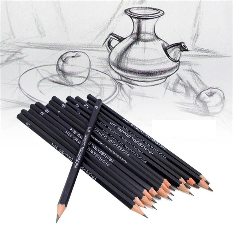 14Pcs/lot Sketch and Drawing Pencil Set HB 2B 6H 4H 2H 3B 4B 5B 6B 10B 12B 1B School Art Writing Supply