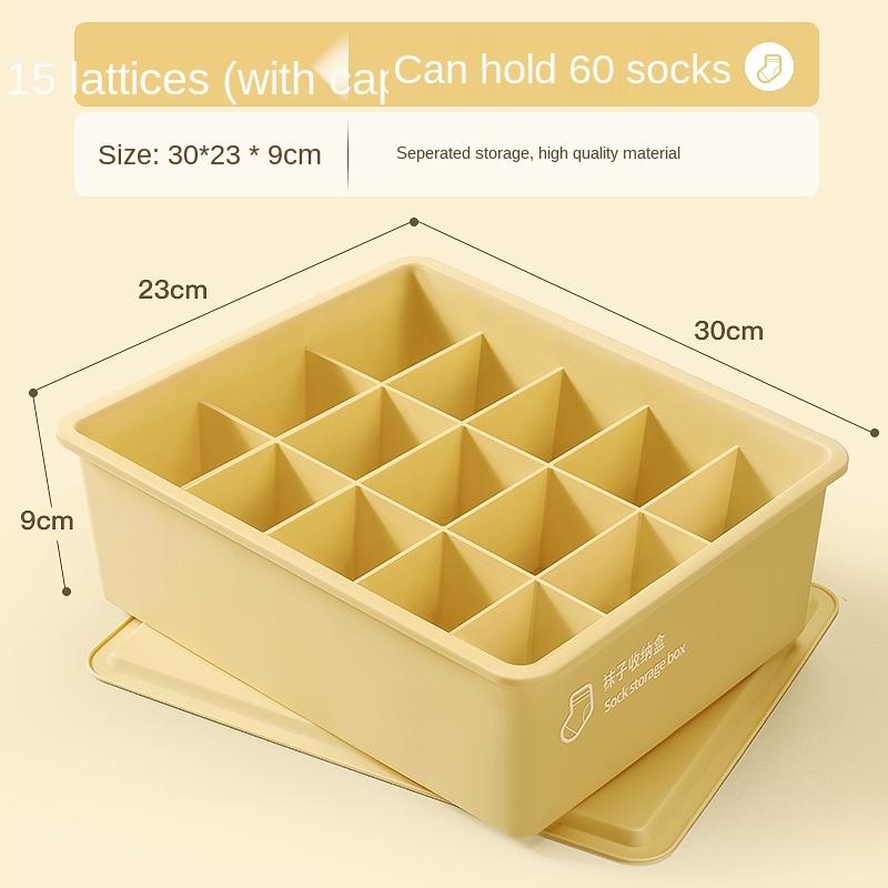 Underwear Storage Box Household Drawer Wardrobe Compartment Artifact Socks Panties Three-in-one Storage Box Shorts storage box: Yellow 15 grid