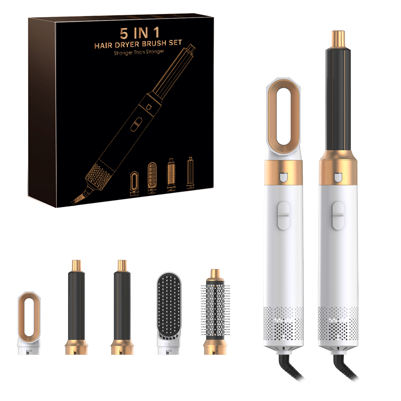 5-in-1 Föhn Kam Set Professionele Krultang Stijltang Styling Tool Airwrap Föhn Huishouden: Black / eu stekker