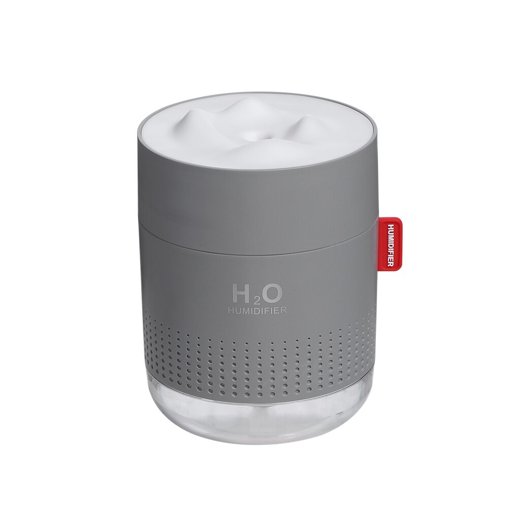 500ml bærbar ultralyd luftfugter sne bjerg  h2o usb aroma luft diffusor med romantisk natlampe humidificador diffusor: Lysegrå