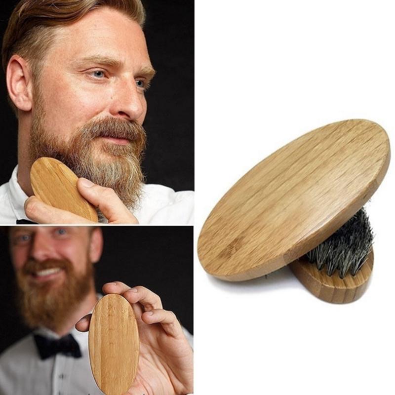 1 stk 8cm ornebørste skæg børste kam til mænd barbering bambus ansigt massage kam skæg håndlavet overskæg børste skønhedspleje værktøj