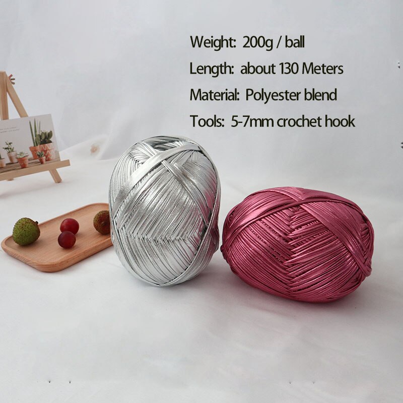 Metallic Tshirt Garen Gehaakte Breien Handwerken Weven Fancy Dikke Doek Wol Glanzend Goud Zilver Purse Handtas Diy Materiaal