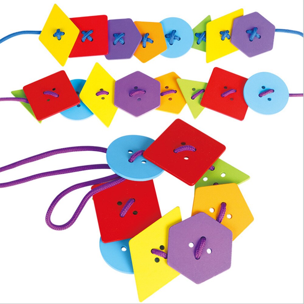 Educational Button Puzzle Toy Button Lacing Toy for Children Threading Buttons IQ Games Hand-eye Training With Storage Box