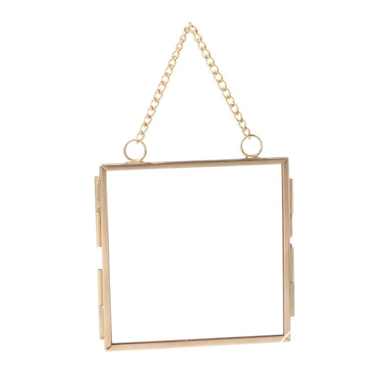 DIY Chain Retro Metal Photo Frame High Translucent Glass Photo Frame Specimen Folder 2 Size Optional: L