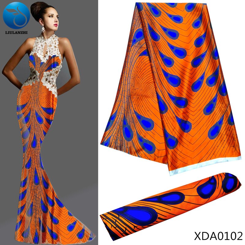 LIULANZHI, impresiones de cera de seda africana, satén, cera de seda imitada africana para vestido de mujer, , último , tela de seda Africana XDA01: XDA0102