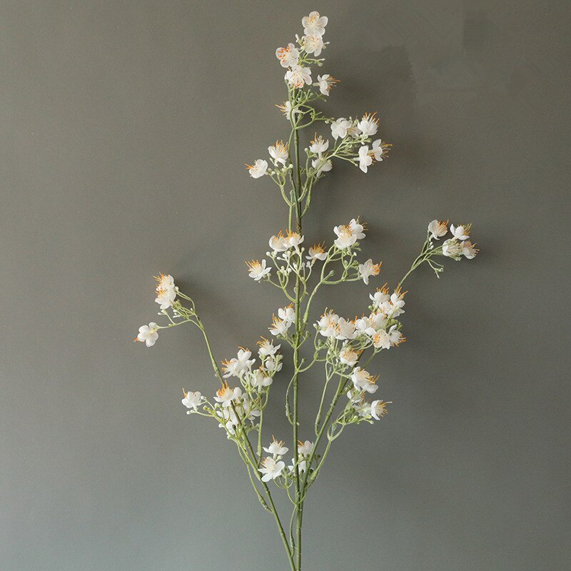 Ins mini roser lang gren hvid silke kunstige blomster hjem bryllupsdekoration fleur artificielle blomster: Hvid