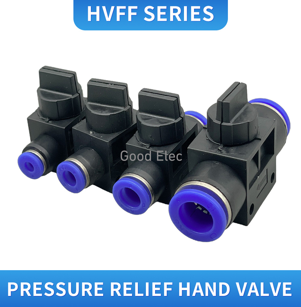 HVFF Pneumatische Anschlüsse Handventil 4 mm-12 mm Anschluss Schnellwanne für Schlauchrohrbegrenzung Geschwindigkeitsregelung