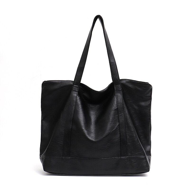 CEZIRA grand sac fourre-tout pour femmes Vegan en cuir sacs à bandoulière dames décontracté en cuir PU sacs à main femme sacs à provisions quotidiens: BLACK