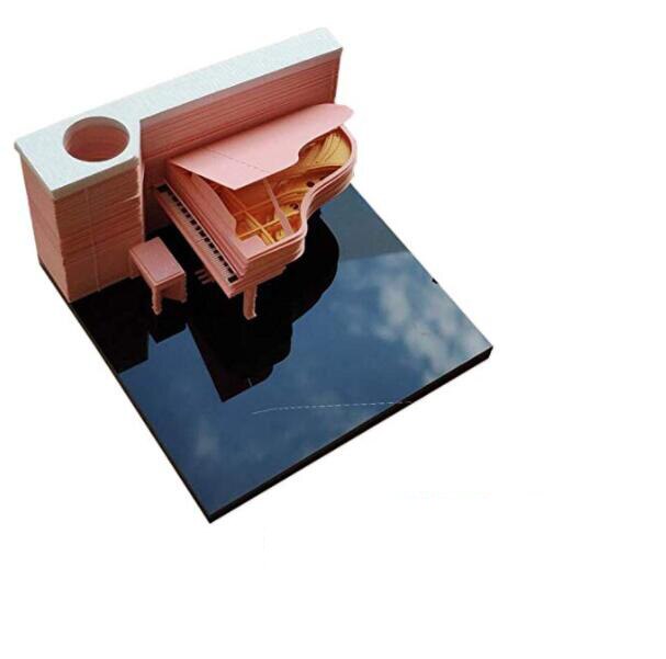 DIY Scrapbooking Omoshiroi Block Violin Valentine&#39;s Day Rose Sticky Notes Birthday Rose Notes 3D Block Note: pink piano