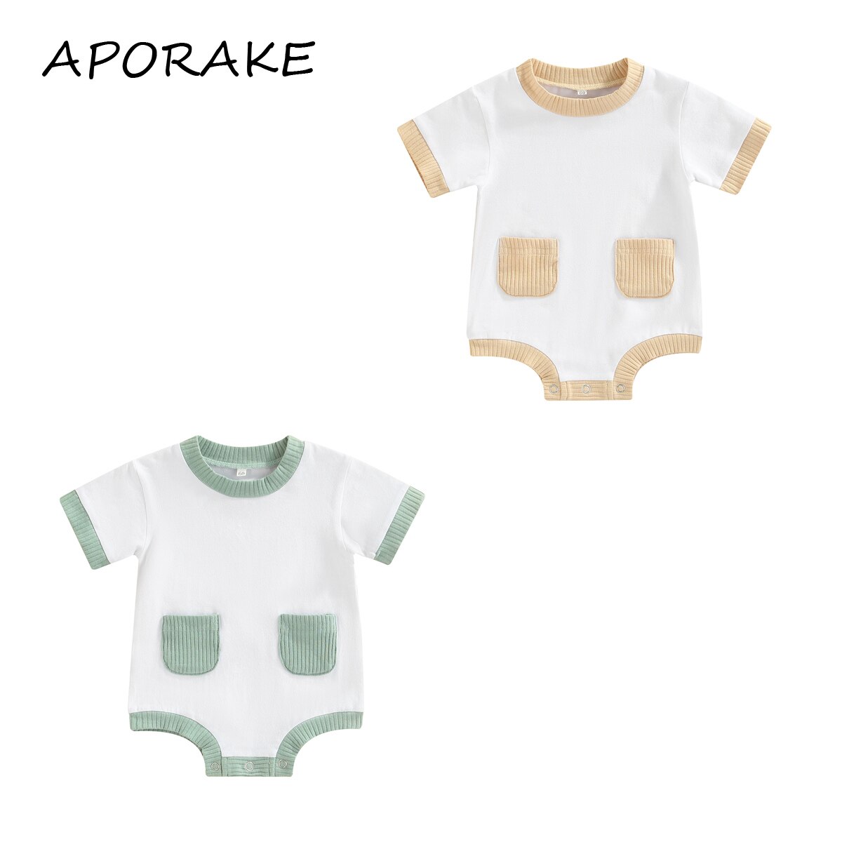 Mono de manga corta con cuello redondo y bolsillos de punto para bebé, pelele informal de 0 a 12 meses, 2022